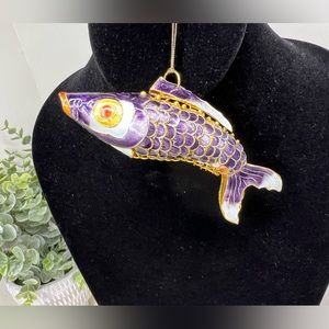 Vintage Chinese Cloisonné Enamel Articulated Swimming Koi Fish Ornament
